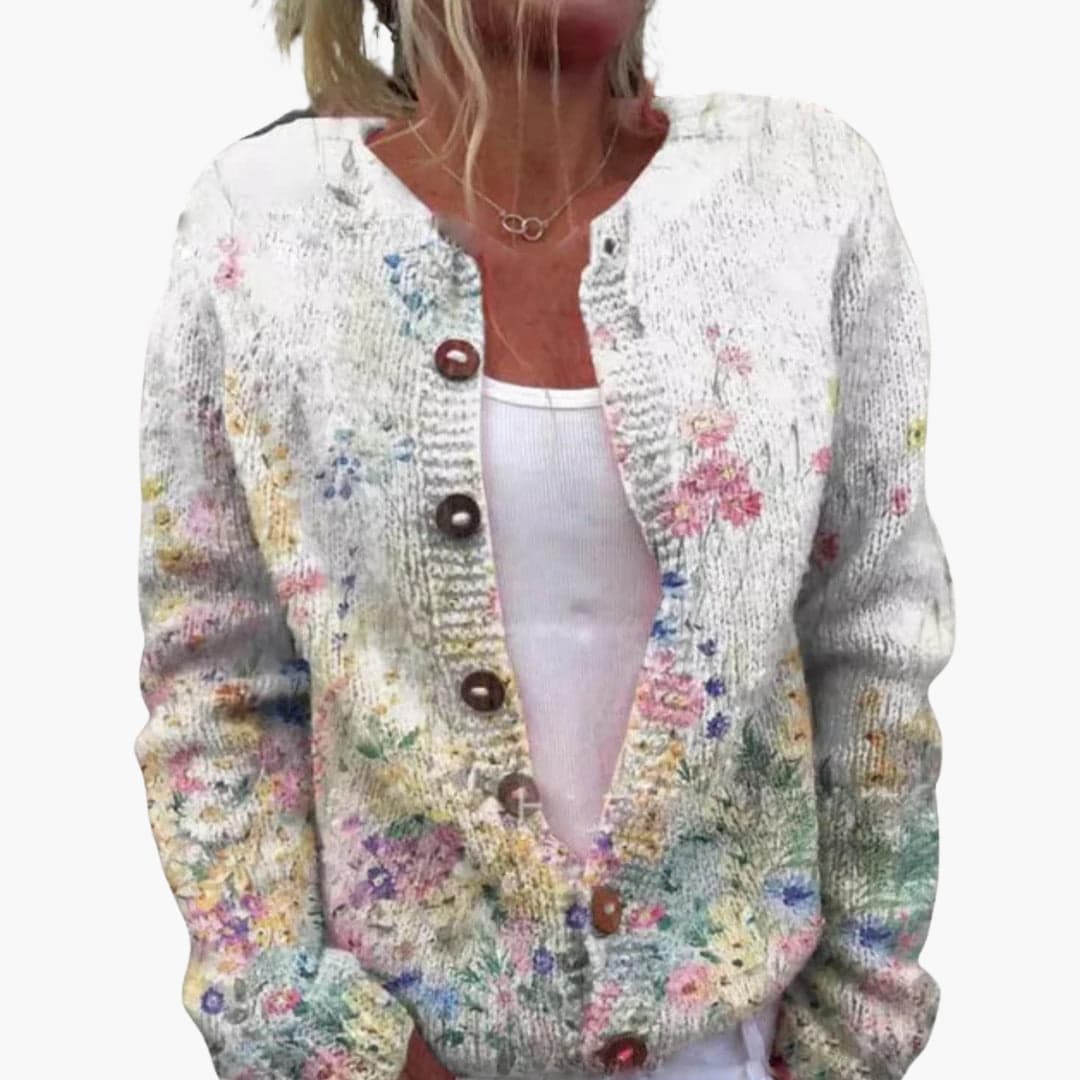 Addison | Floral Ribbed Hem Cardigan