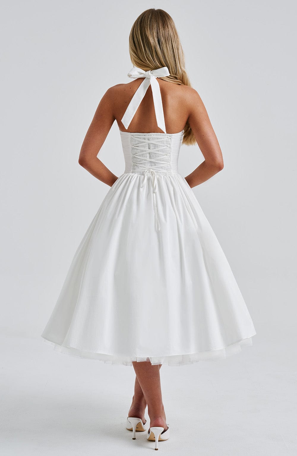 Chloe | Women’s Wedding Guest Halter Midi Dress