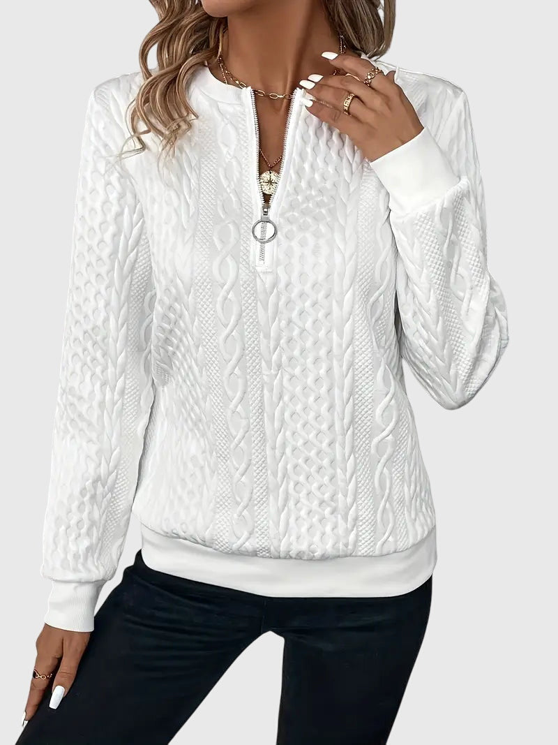Casimira | Cable Knit Quarter-Zip Sweater