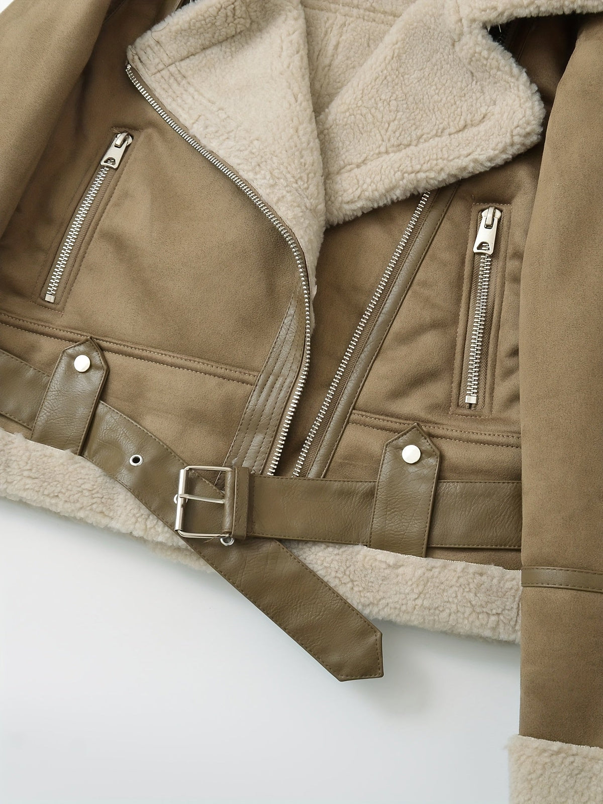 Clara | Aviator Belted Winter Shearling Jacket