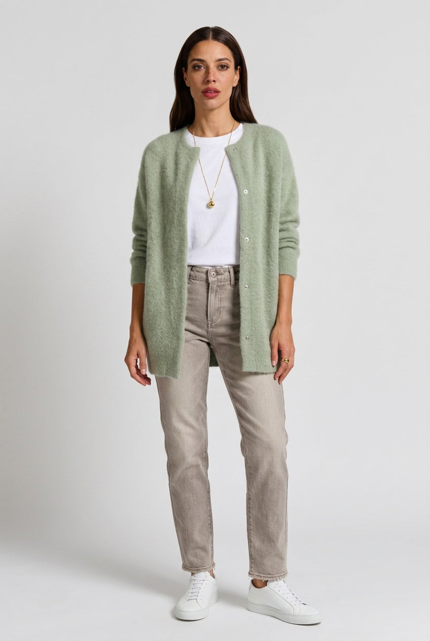 Women's Oversized Longline Cardigan | Snap Button Open Front
