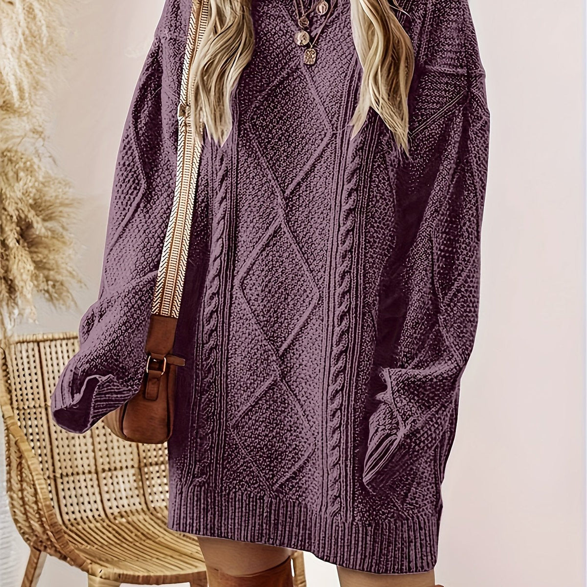 Tabitha | Oversized Cable Knit Sweater Dress