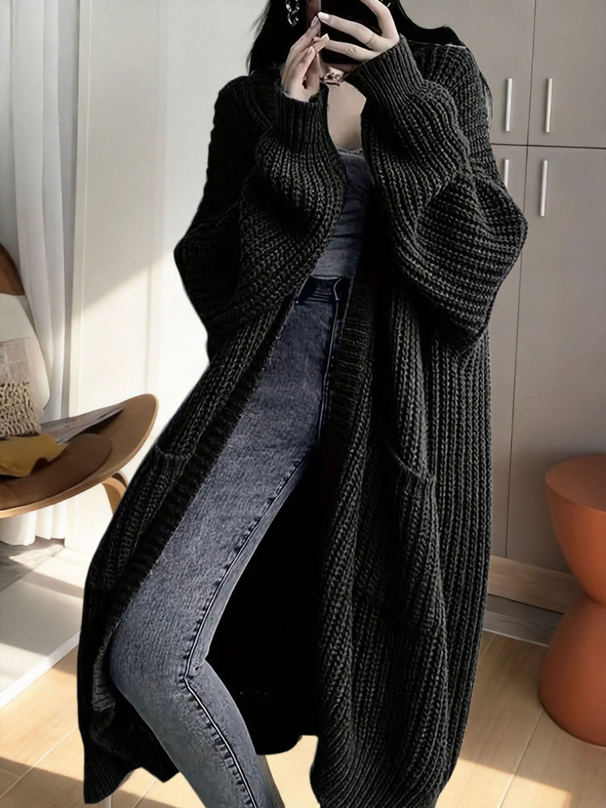 Noelle | Oversized Longline Duster Pockets Cardigan