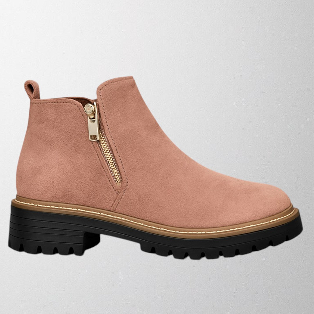 Griet | Side Zipper Closure Rounded Toe Ankle Boots