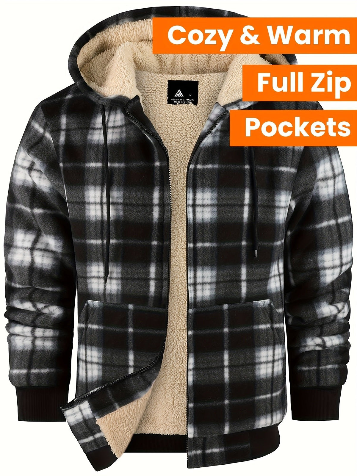 Women's Hooded Zip-Up Jacket | Lightweight Plaid Overshirt