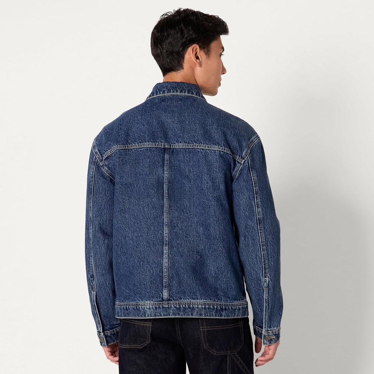 Men’s Relaxed Fit Denim Utility Jacket – Button-Up Workwear Style with Multiple Pockets for Casual Everyday Layering