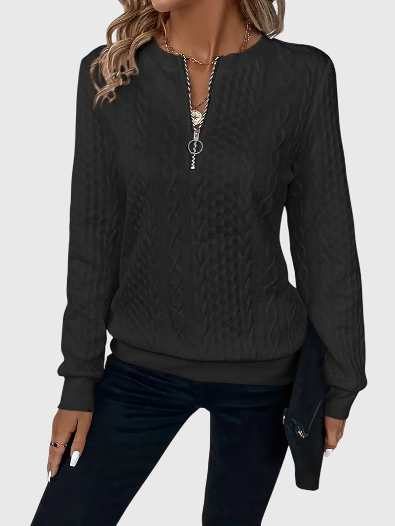 Casimira | Cable Knit Quarter-Zip Sweater