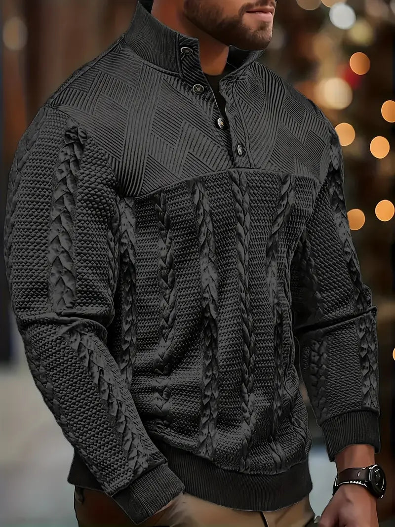 Sutton Men's Cable Knit Henley Sweater