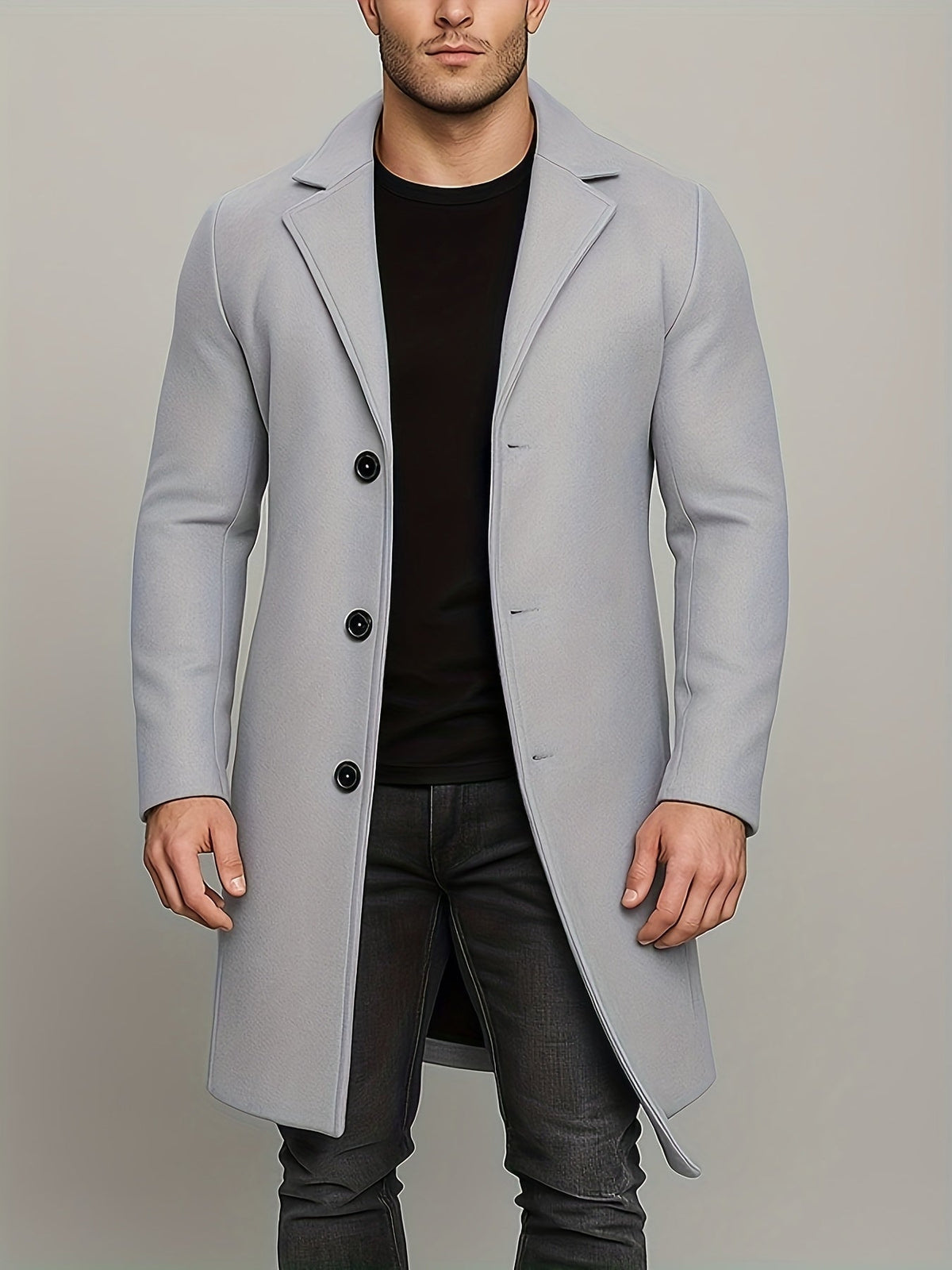 MID LENGTH TWEED OVERCOAT FOR MEN