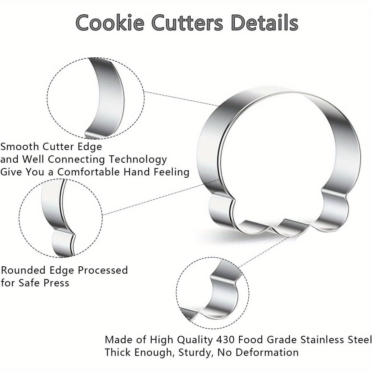 Halloween Stainless Steel Cookie Cutters Set with 7 Shapes Including Bat Ghost Pumpkin Skull