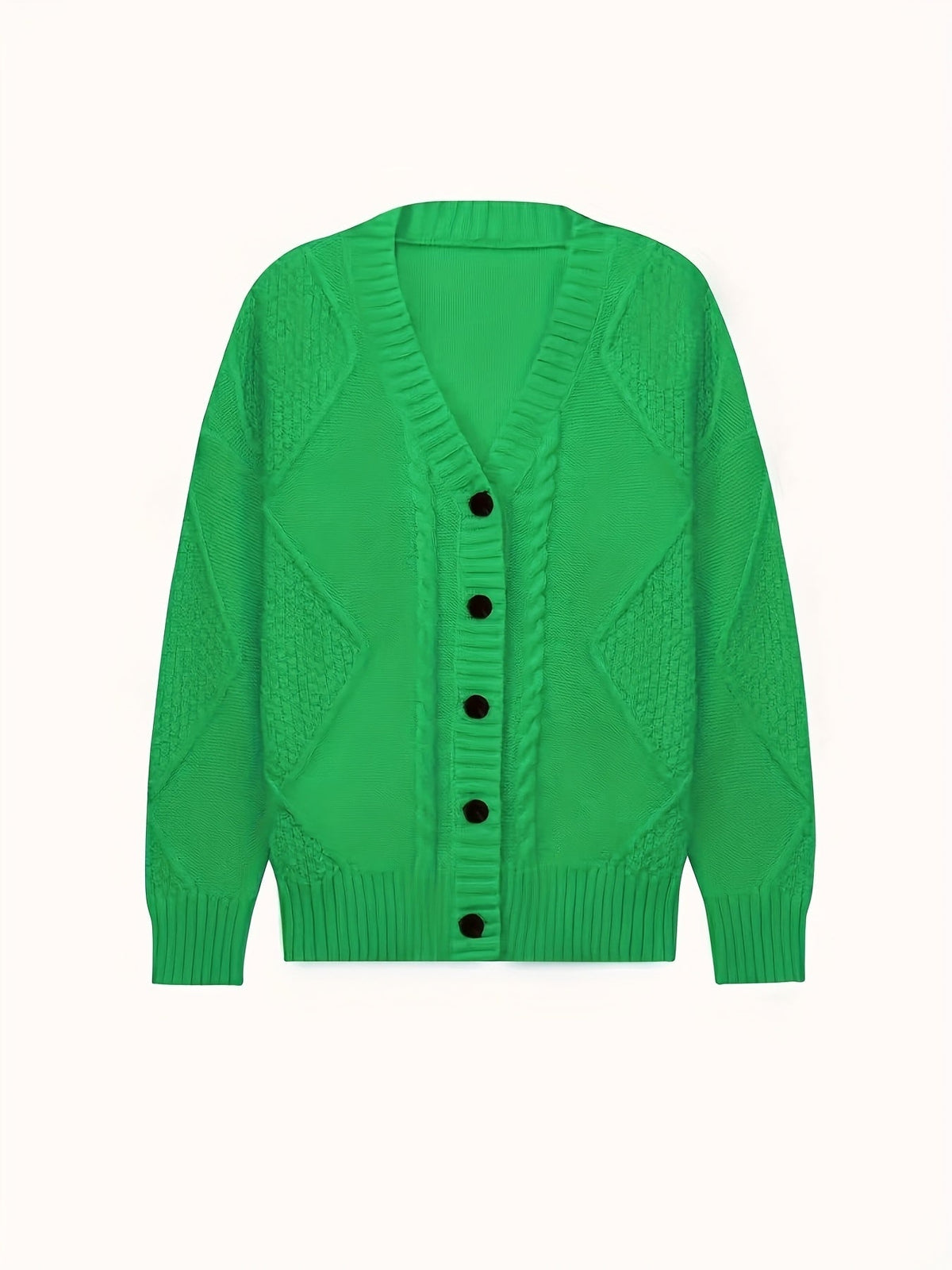 Jane | Textured Cable Knit Button-Front Cardigan