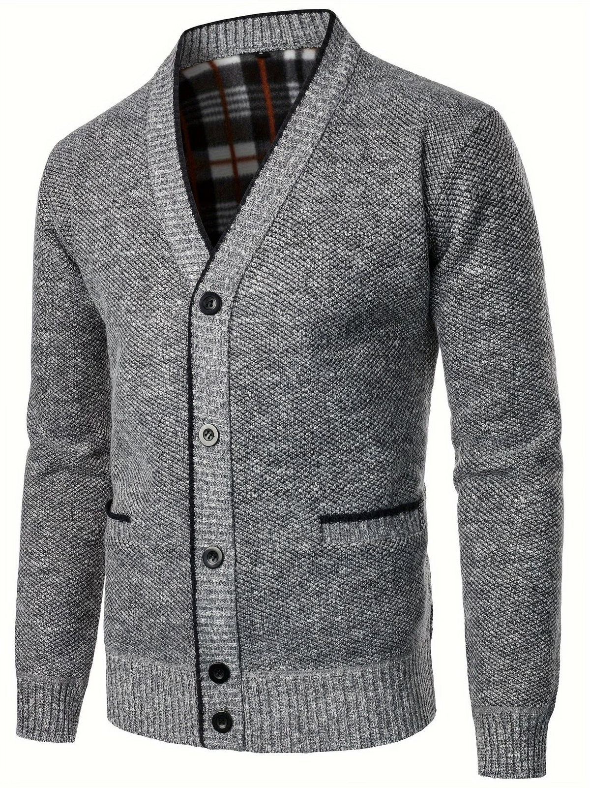 FLEECE V NECK CARDIGAN FOR MEN