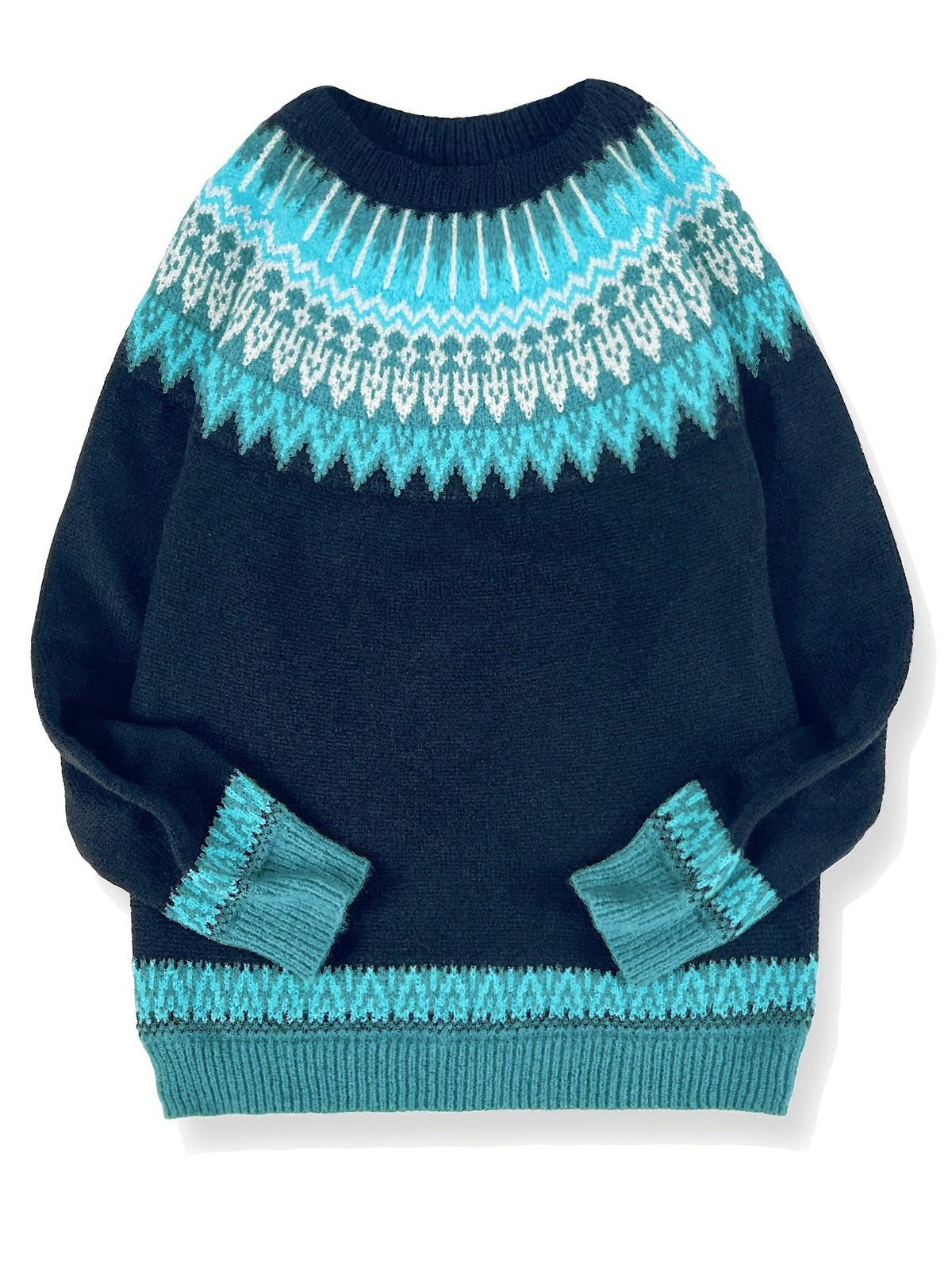Brenna | Chunky Jacquard Round Neck Sweater