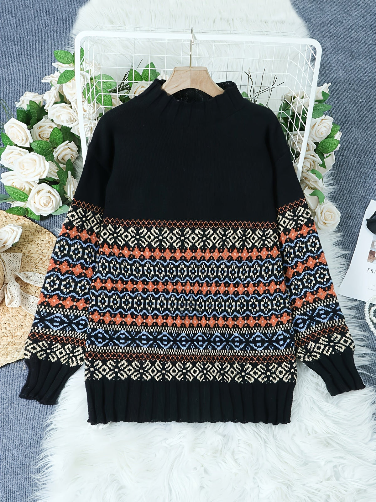 Thea | Vintage Jacquard Loose-Fit Sweater