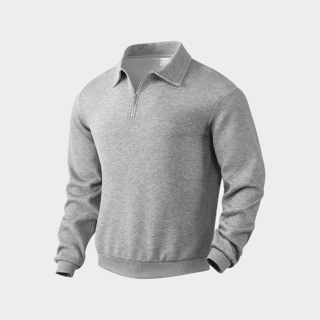 Men’s Textured Half-Zip Collared Sweatshirt