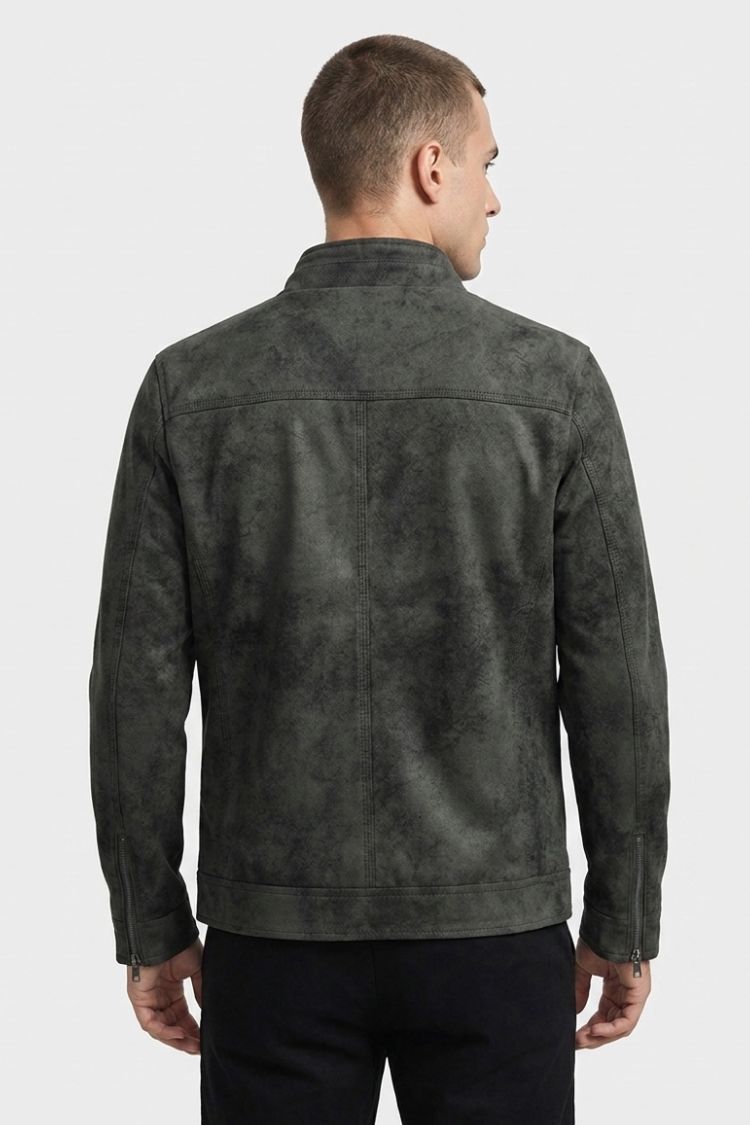Men's Suede Zip Jacket | Stand Collar Casual Jacket