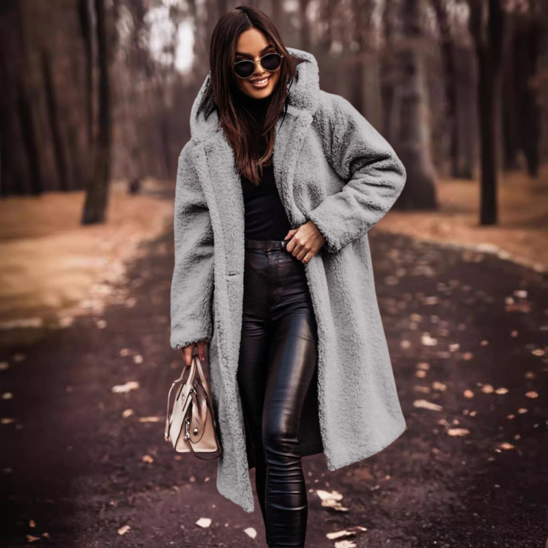 Women's Long Hooded Teddy Coat