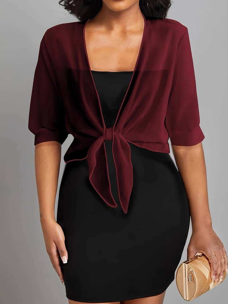 Women's Sheer Chiffon Cardigan with Tie Front