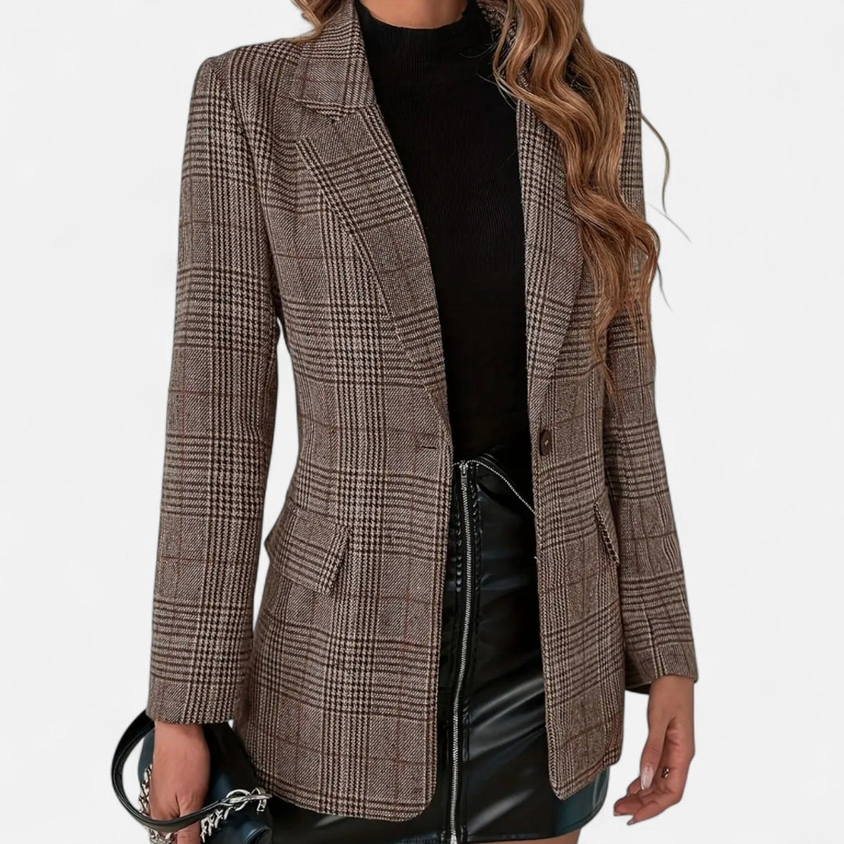 Women's Single Breasted Plaid Blazer
