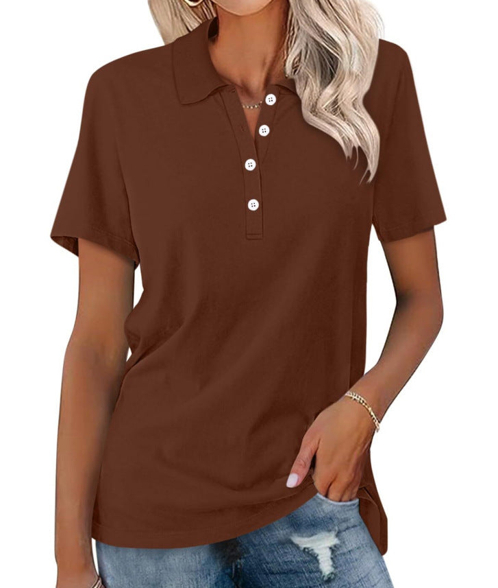 Women's Classic Short Sleeve Polo Shirt – Relaxed Fit Collared Button Neck Top for Smart Casual and Everyday Wear