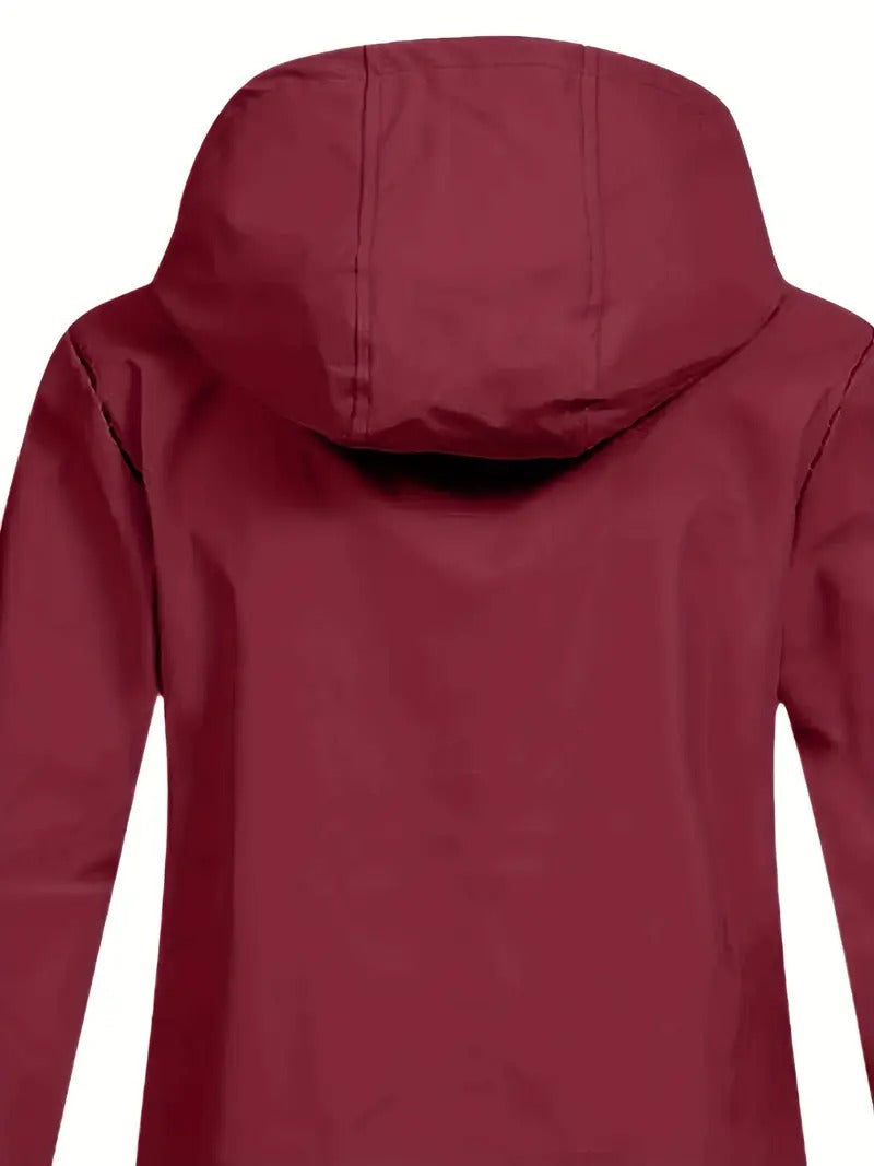 Women's Waterproof Rain Jacket with Fleece-Lined Hood