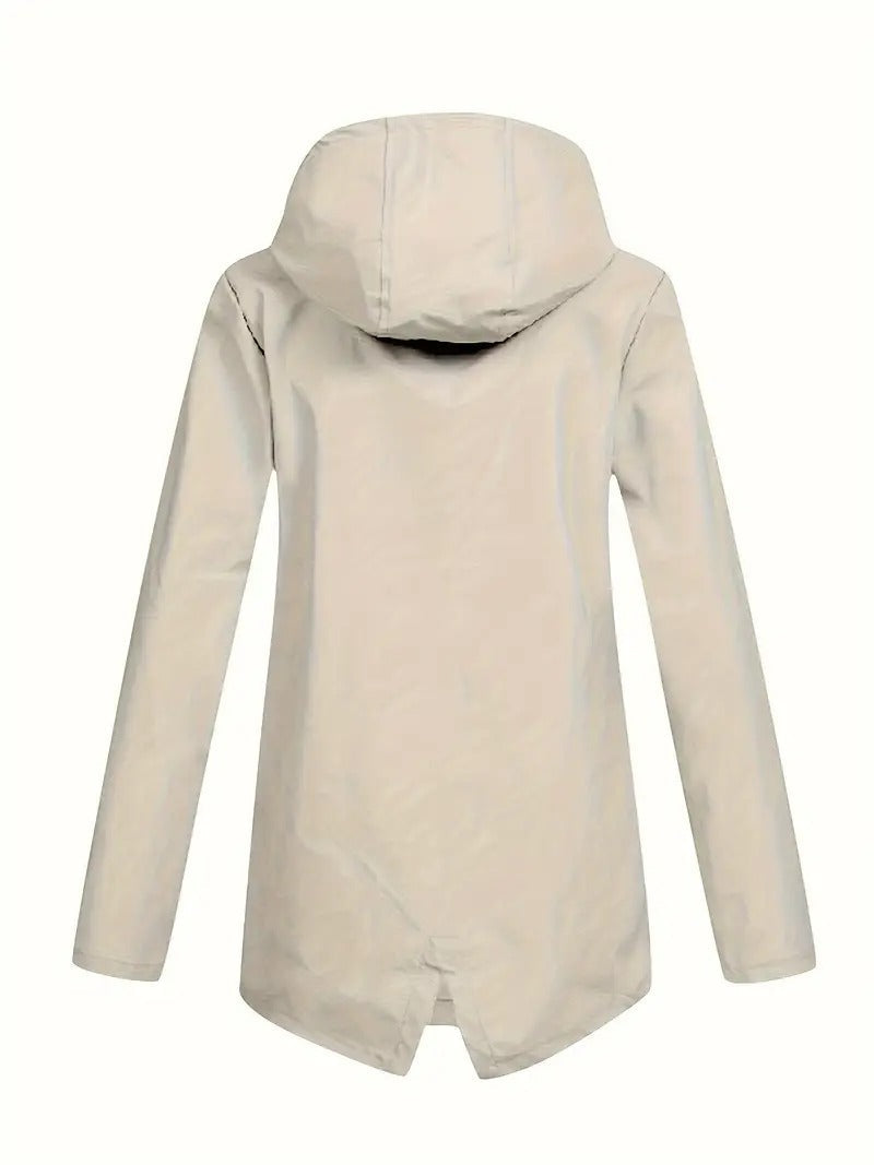 Women's Waterproof Rain Jacket with Fleece-Lined Hood