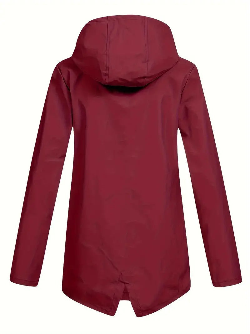 Women's Waterproof Rain Jacket with Fleece-Lined Hood
