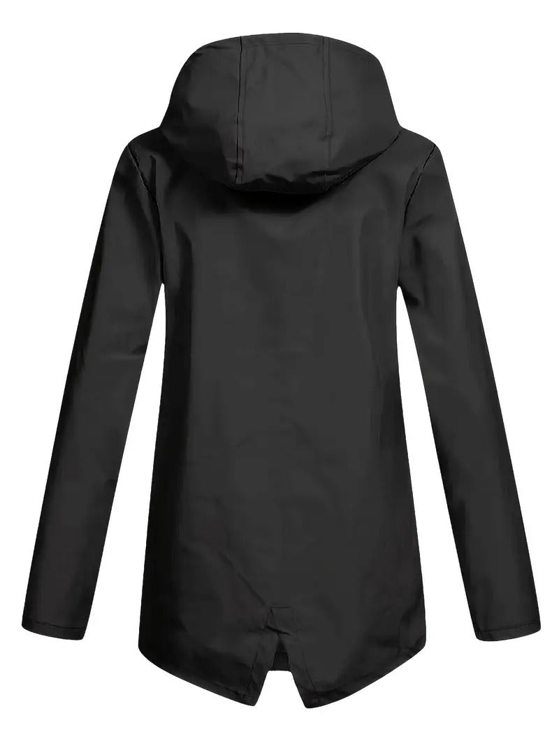 Women's Waterproof Rain Jacket with Fleece-Lined Hood