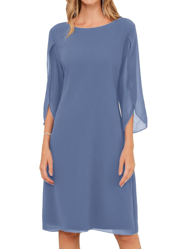 Women's Midi Dress | Layered Sleeve A-Line Dress