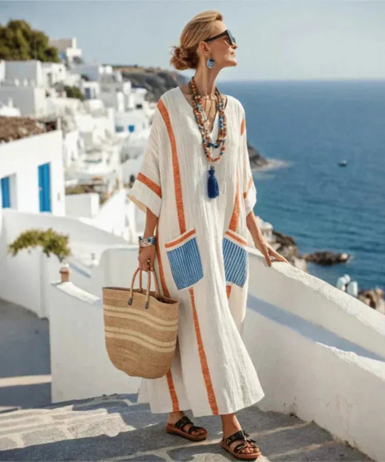 Women's Long Summer Dress | V-Neck Relaxed Fit