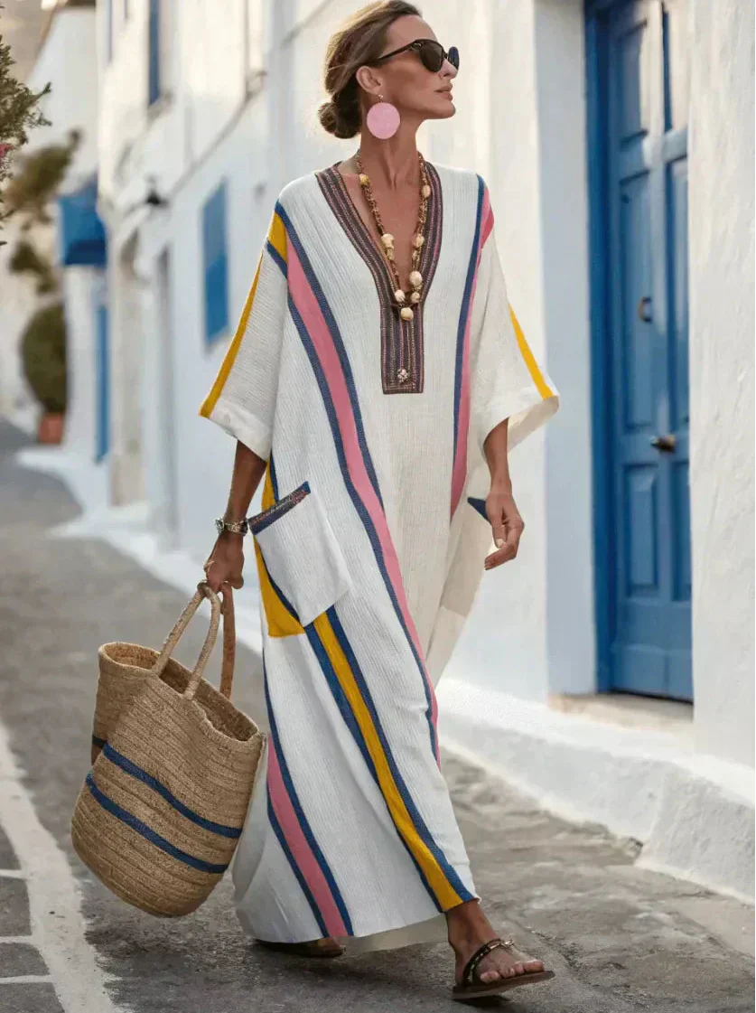 Women's Long Summer Dress | V-Neck Relaxed Fit