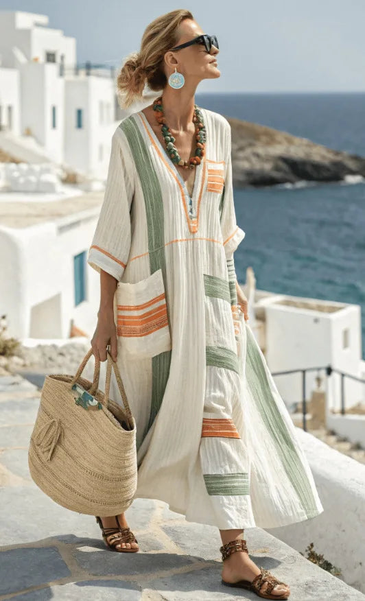 Women's Long Summer Dress | V-Neck Relaxed Fit