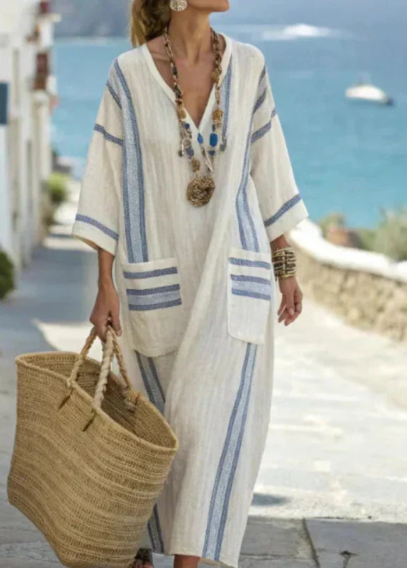 Women's Long Summer Dress | V-Neck Relaxed Fit
