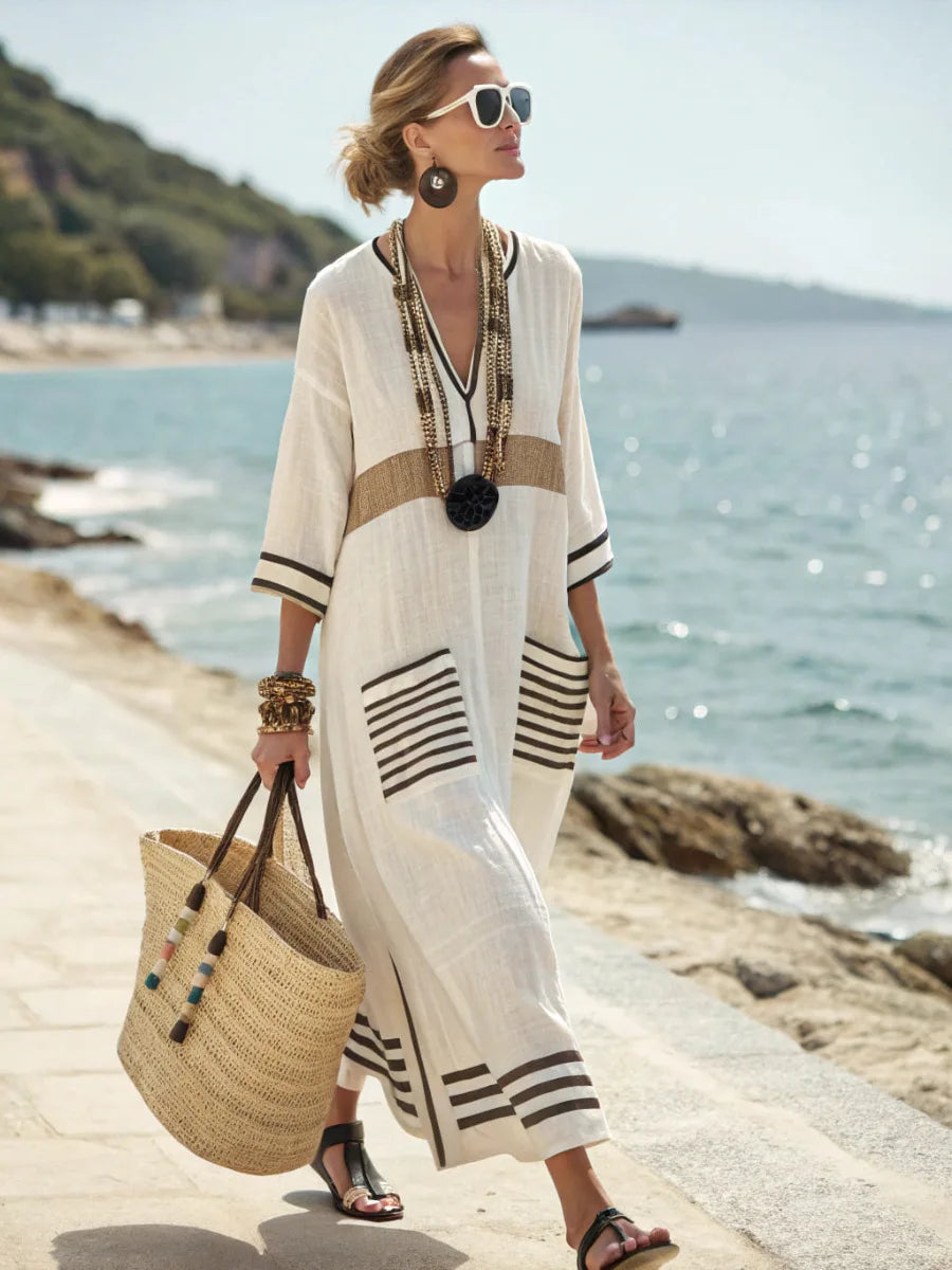 Women's Long Summer Dress | V-Neck Relaxed Fit