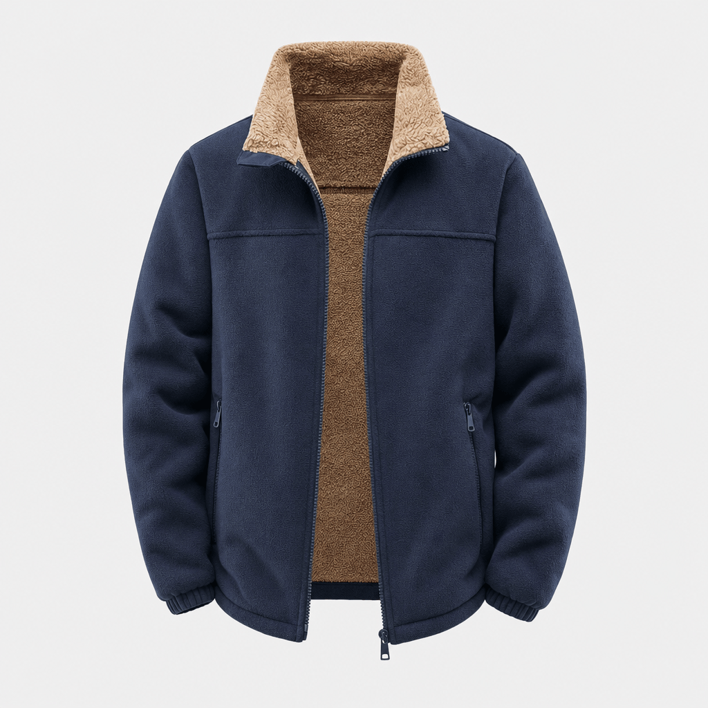 Adrian Sherpa Lined Fleece Jacket – Full Zip Stand Collar Multi Pocket Relaxed Outdoor Midlayer