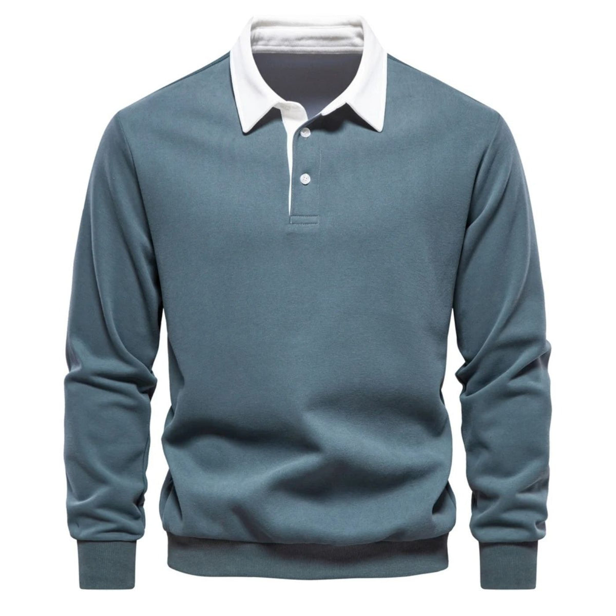 Men’s Contrast Collar Long Sleeve Polo Sweater