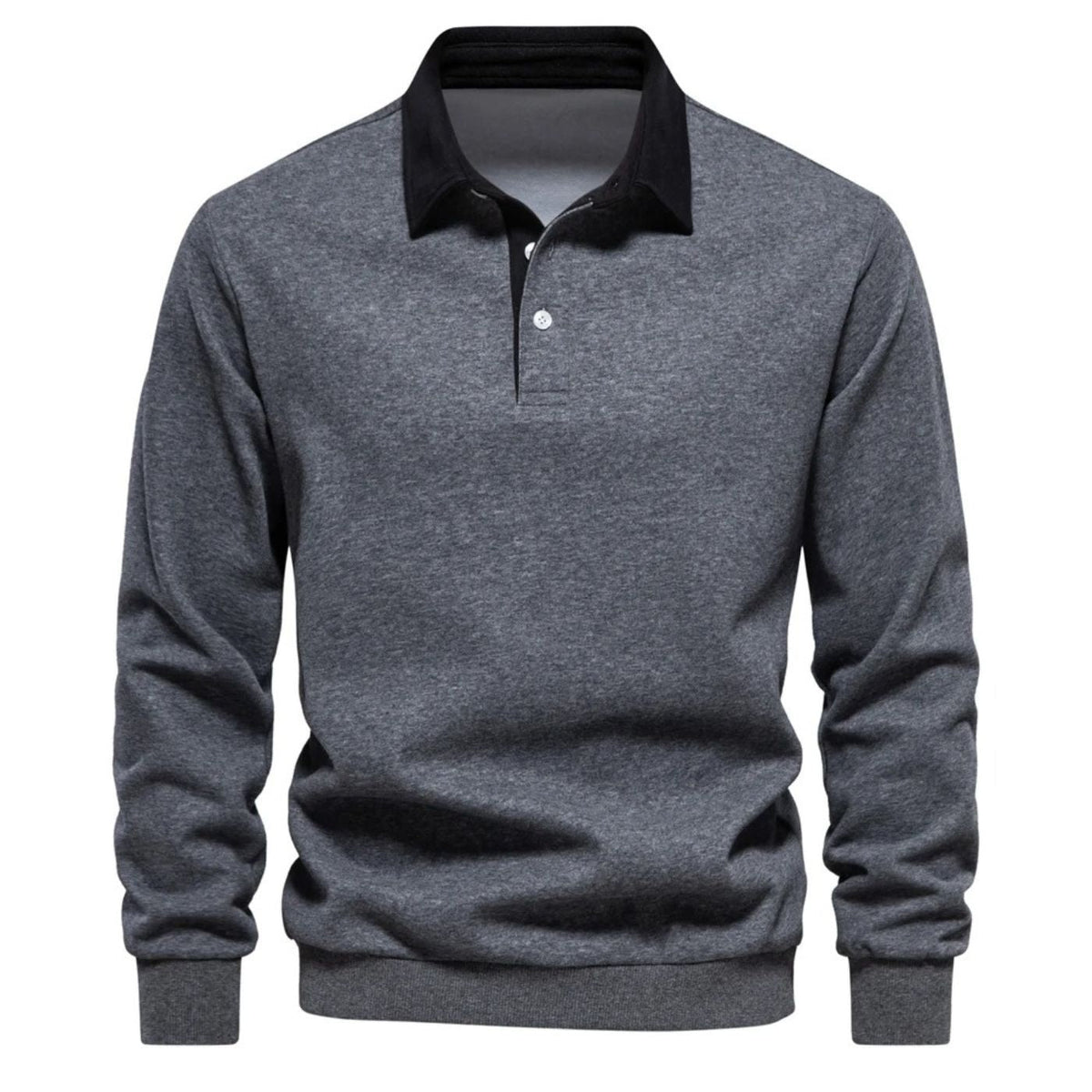 Men’s Contrast Collar Long Sleeve Polo Sweater