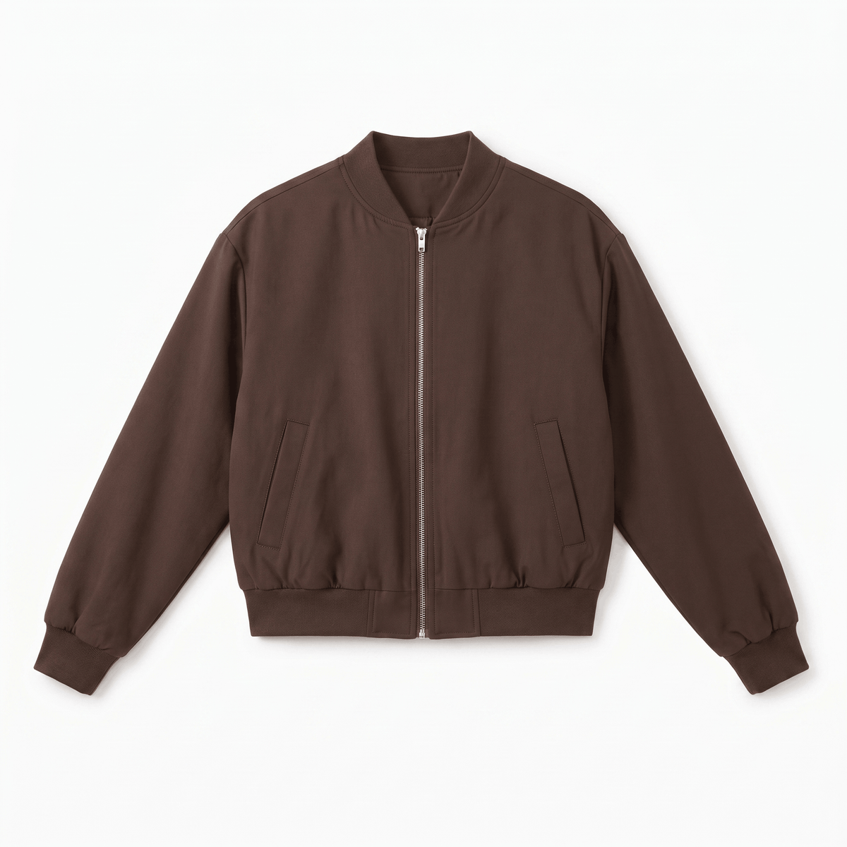 Amarah Oversized Bomber Jacket – Cropped Drop Shoulder Matte Woven Rib Collar Outerwear