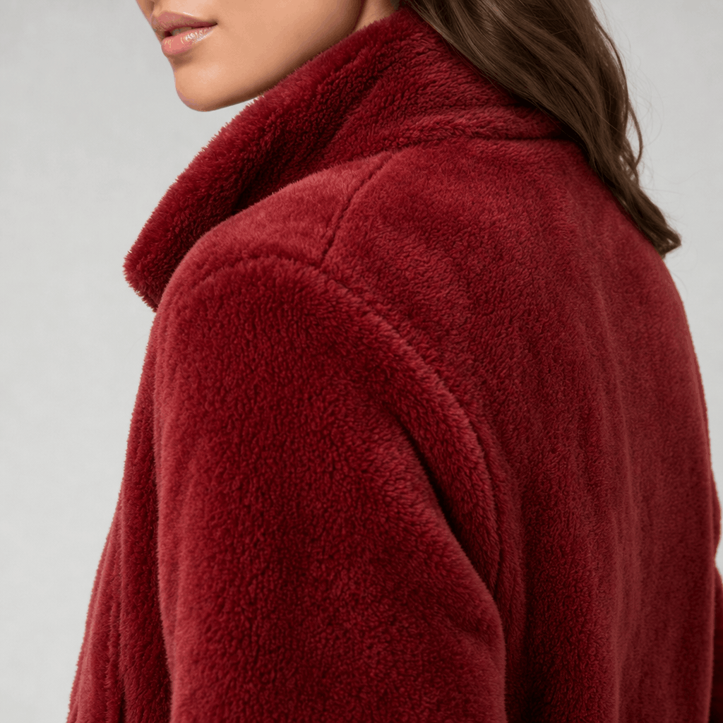 Amarah Plush Fleece Jacket – Teddy Zip-Up Stand Collar Drawstring Side Pocket Winter Outerwear