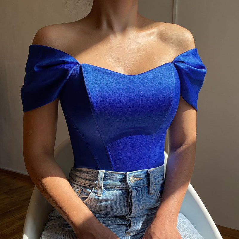 Women's Elegant Off-Shoulder Corset-Style Top – Sculpted Sweetheart Neckline with Draped Sleeves for Evening and Party Wear