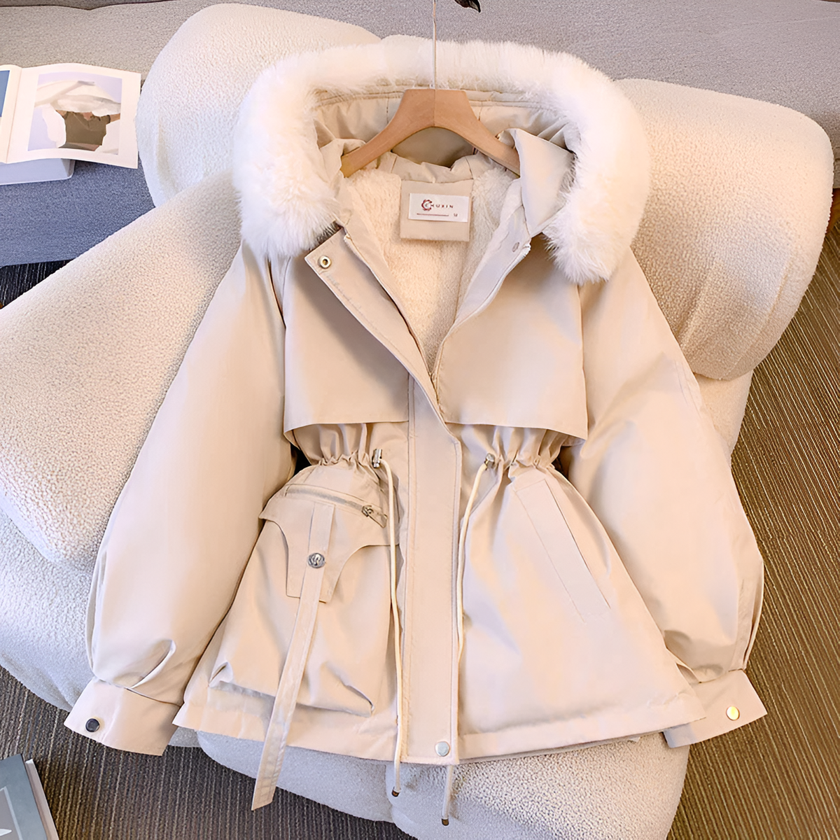 Women's Hooded Winter Parka with Faux Fur Trim
