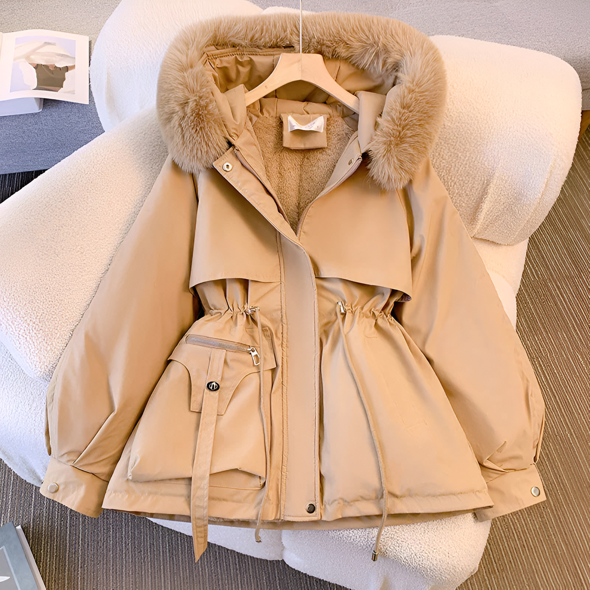Women's Hooded Winter Parka with Faux Fur Trim