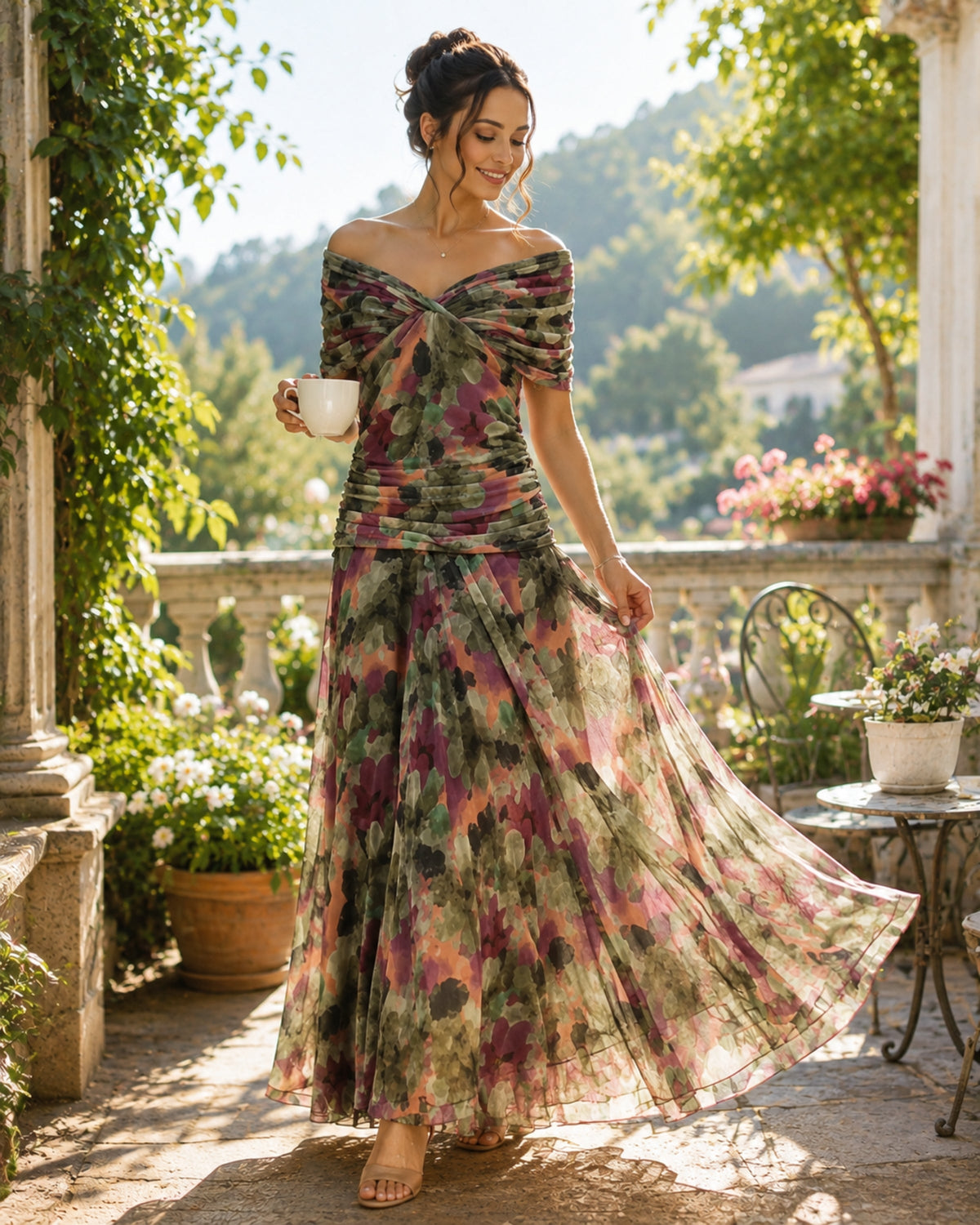 Women's Off-Shoulder Floral Maxi Dress