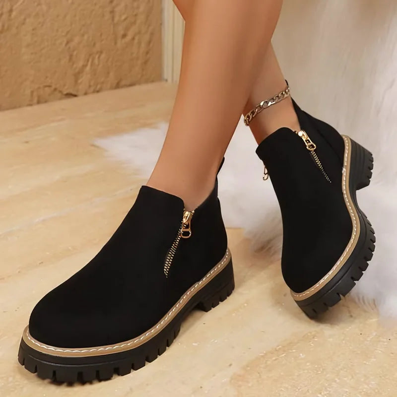 Women’s Chunky Zip Ankle Boots