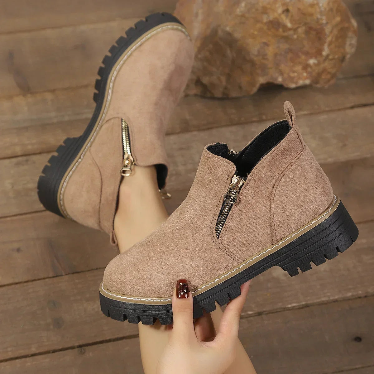 Women’s Chunky Zip Ankle Boots