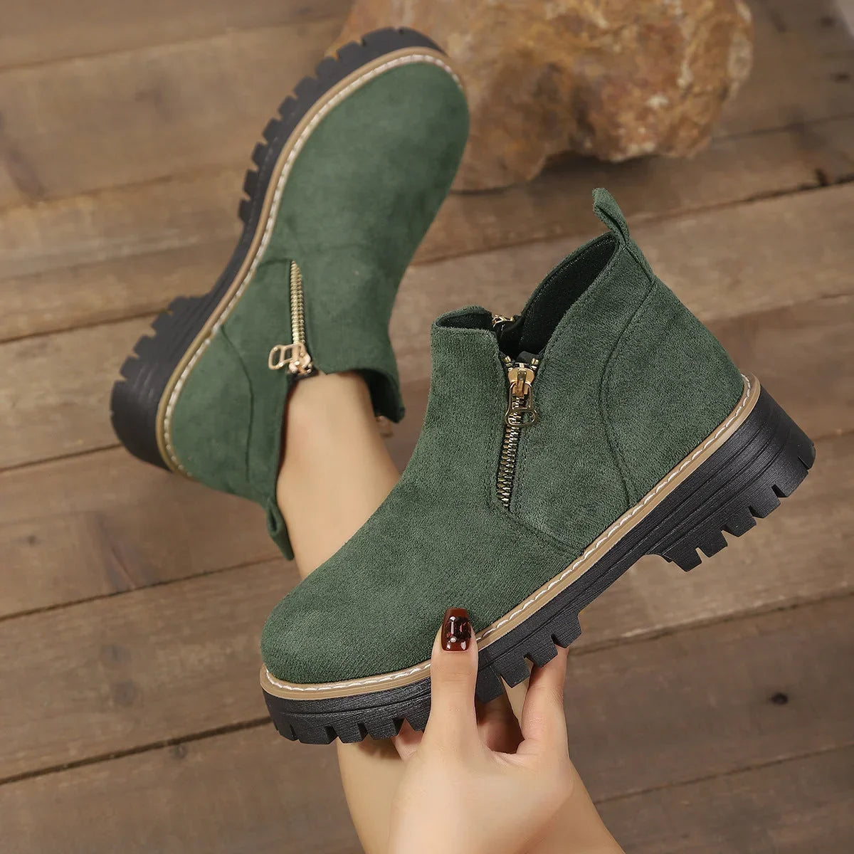 Women’s Chunky Zip Ankle Boots