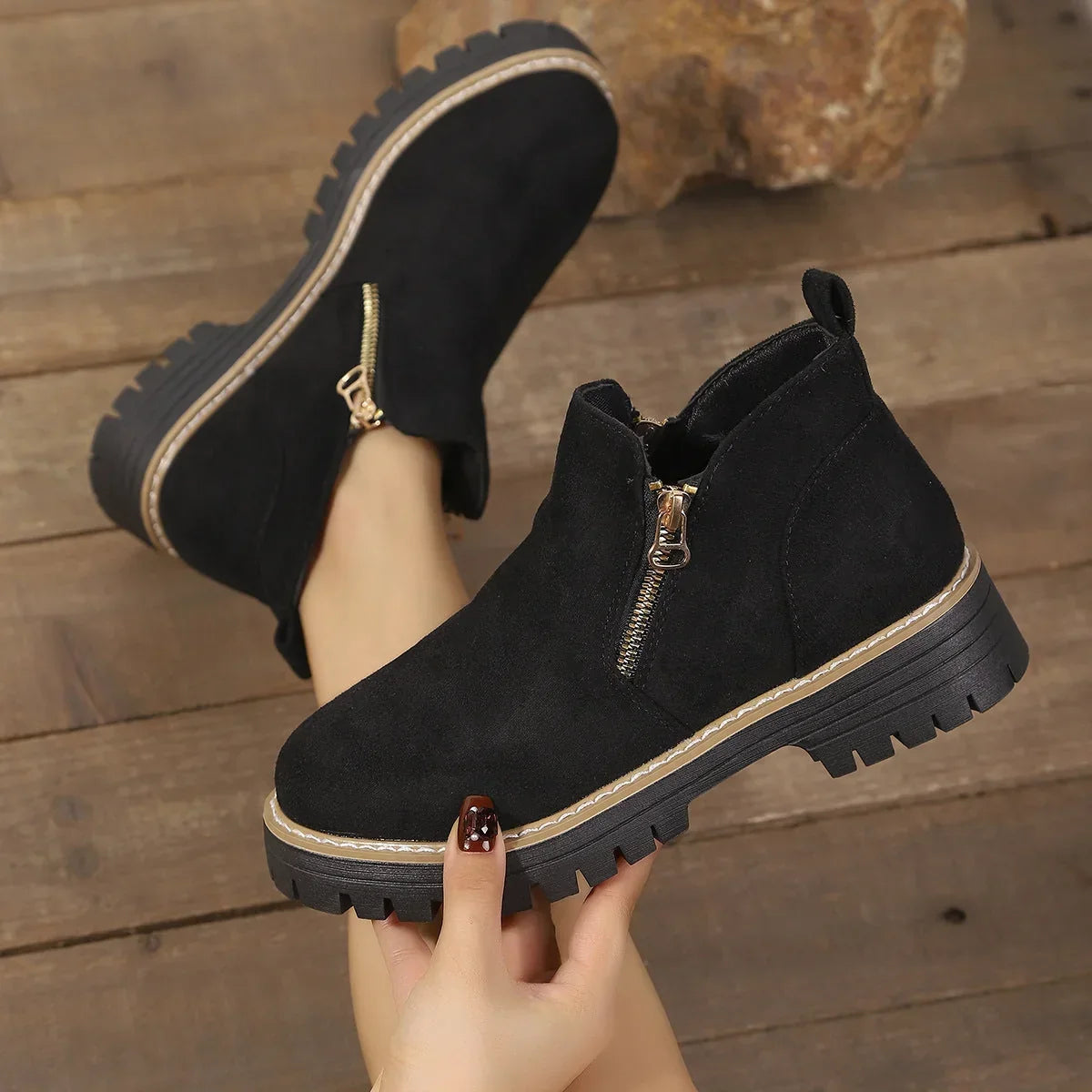 Women’s Chunky Zip Ankle Boots