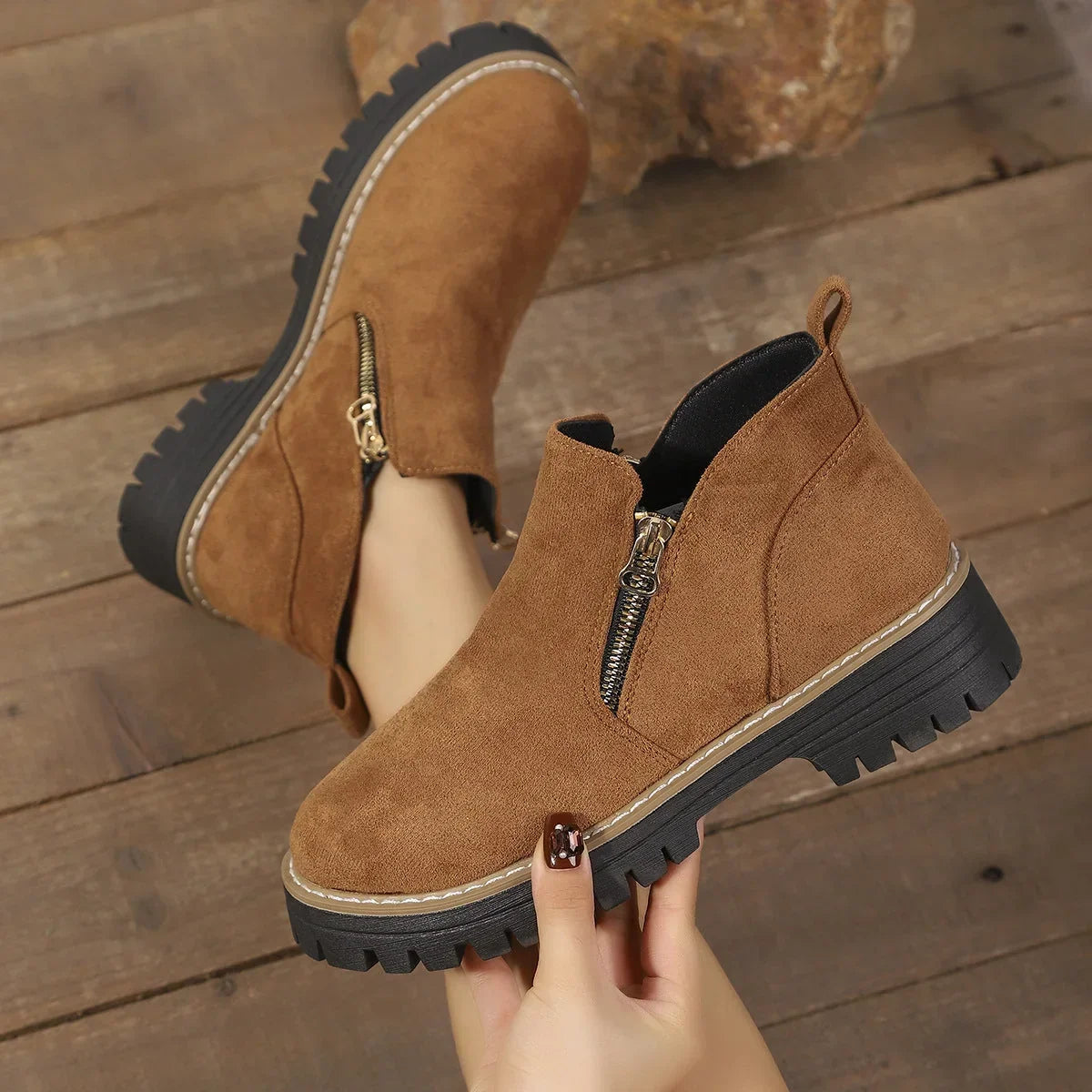 Women’s Chunky Zip Ankle Boots