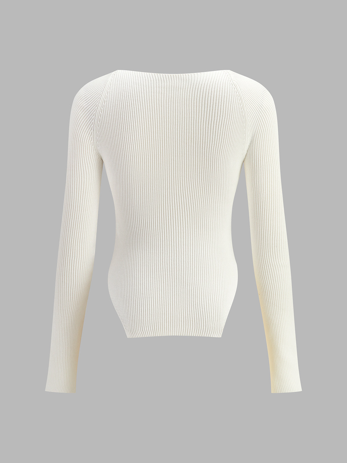 Women’s Sweetheart-Neck Ribbed Knit Top with Long Sleeves – Shaped Hem and Soft Viscose Blend for Elegant Styling