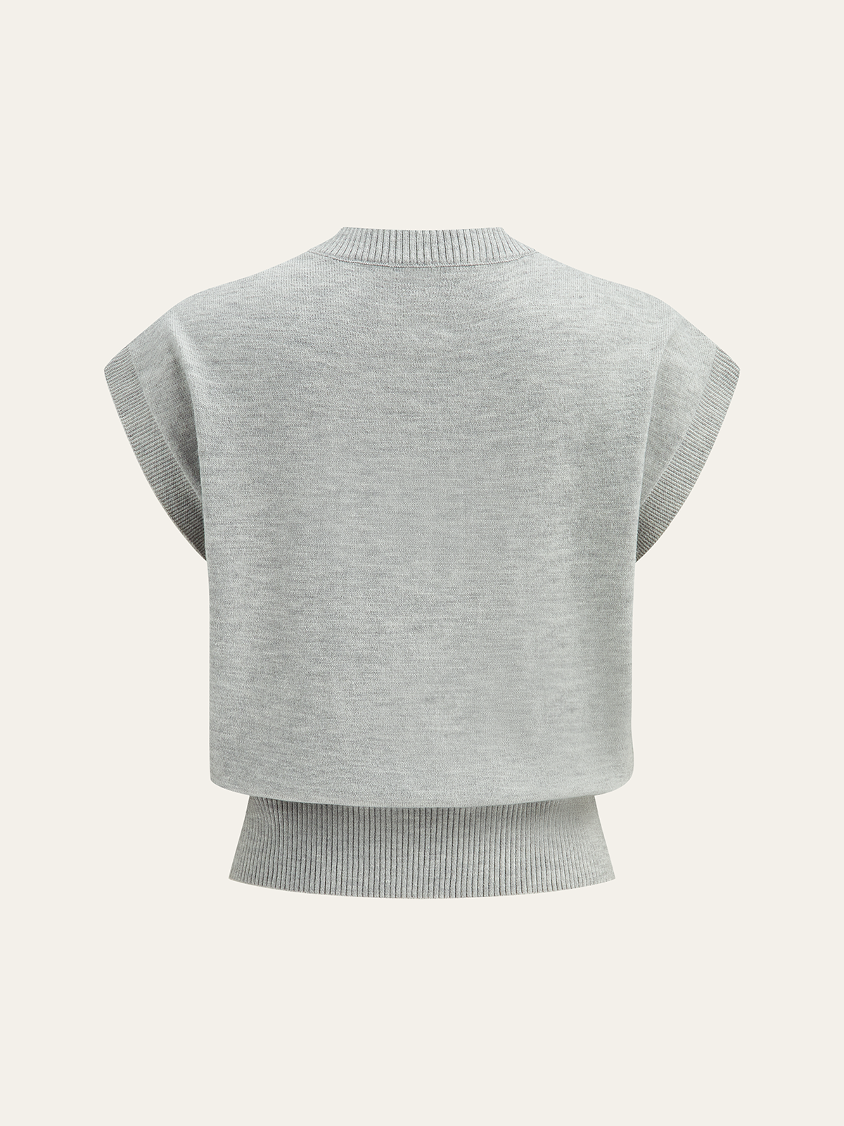 Women's Elegant Cap Sleeve Knitted Top with Ribbed Trims – Soft Stretch Crew Neck Style for Spring and Summer Casual Wear